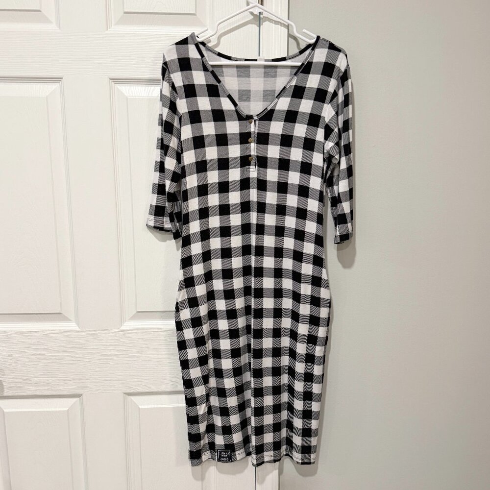 Milkmaid Goods Black and White Checkered 24/7 Dress Size XS
